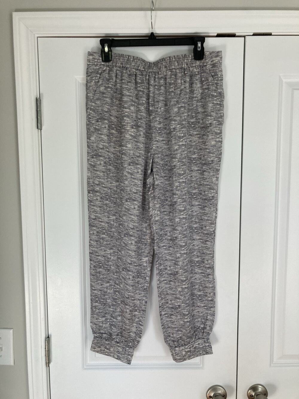 Alexander Wang 100% Silk Elastic Waist High Rise Grey Satin Jogger Pants Size 8